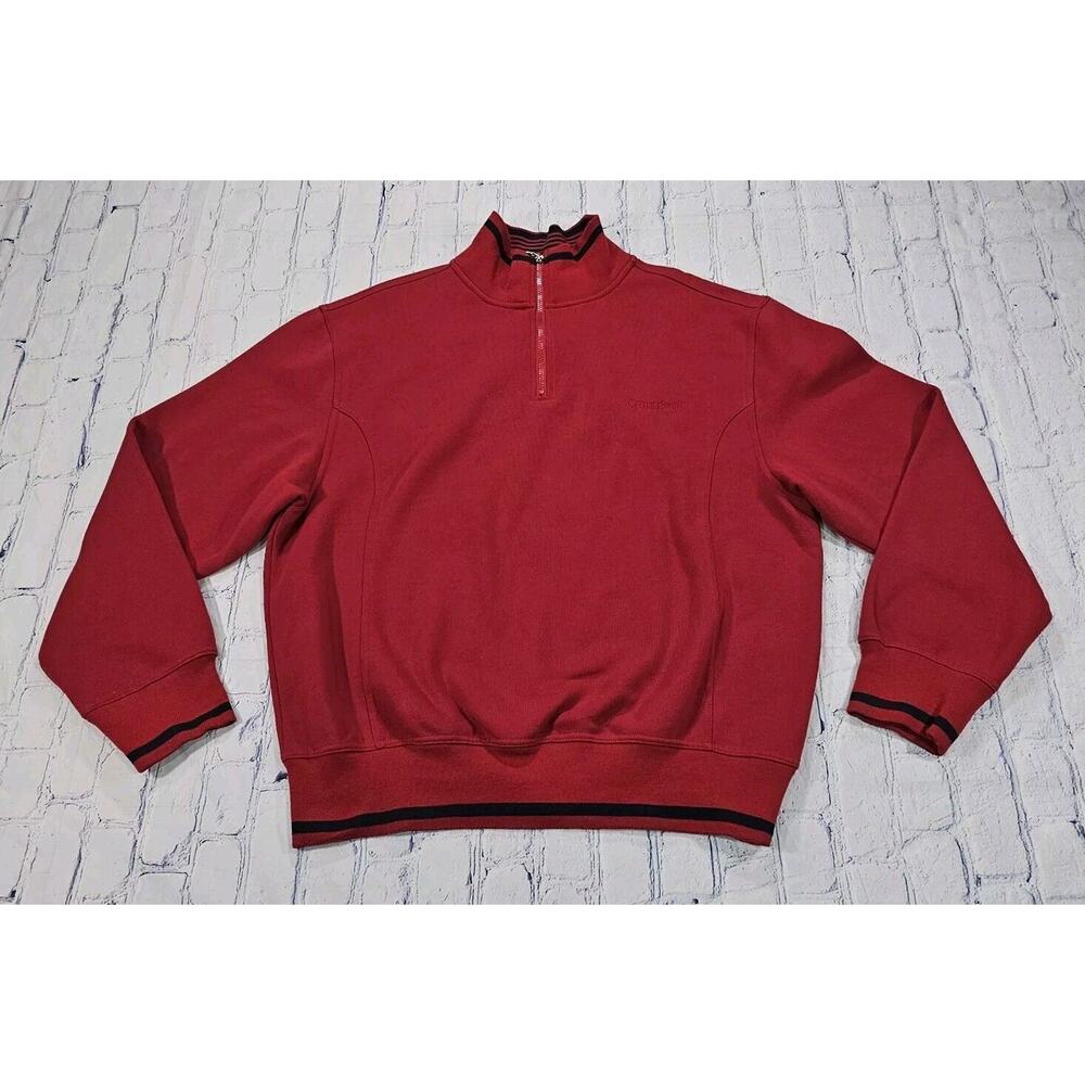 Carnival Cruise Lines MENS SZ L/XL Embroidered 1/4 Zip Pullover Red Sweatshirt